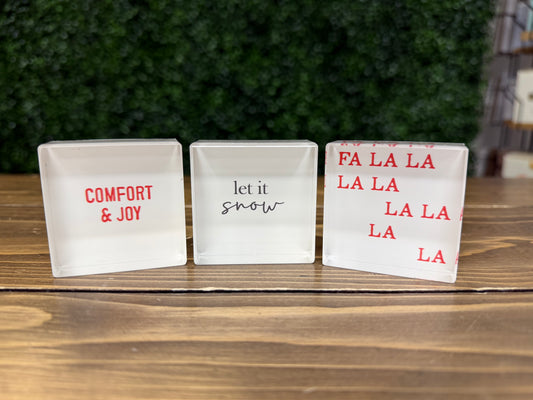 Small Lucite Christmas Blocks