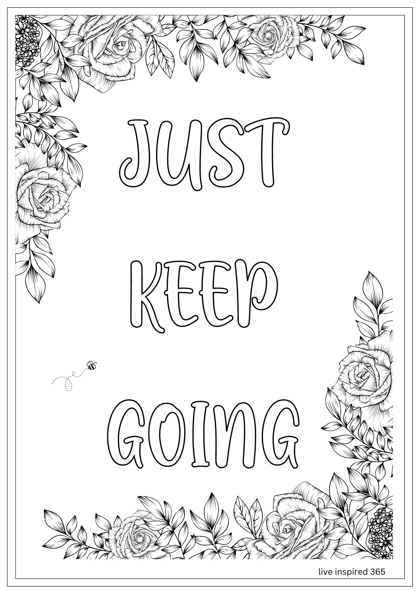 Keep Color Page Just Keep Going-Coloring Page – live inspired 365