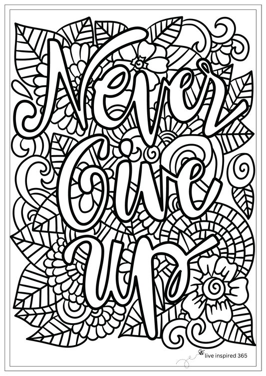 Never Give Up-Coloring Page