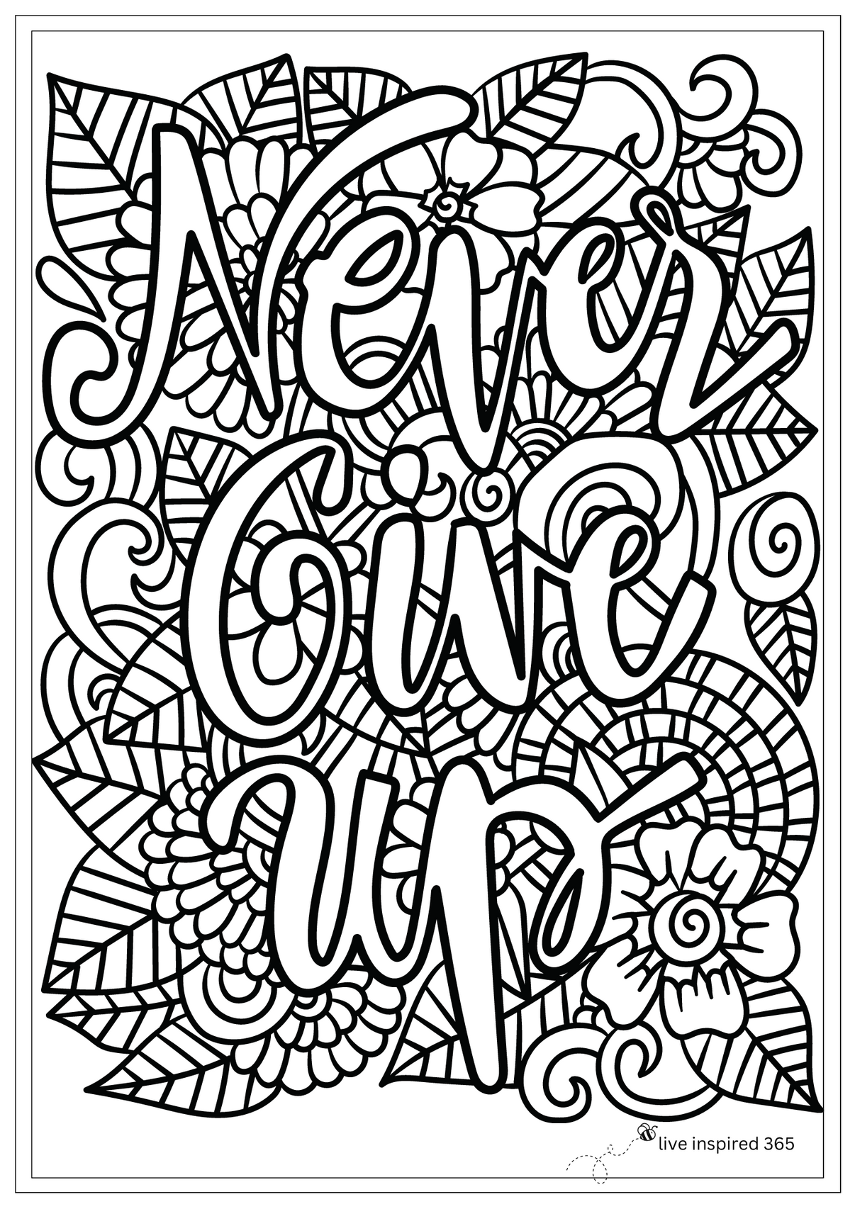 Never Give Up-Coloring Page – live inspired 365