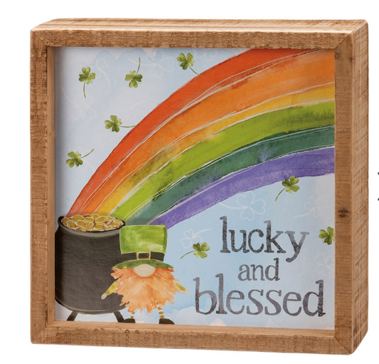 Lucky And Blessed Inset Box Sign