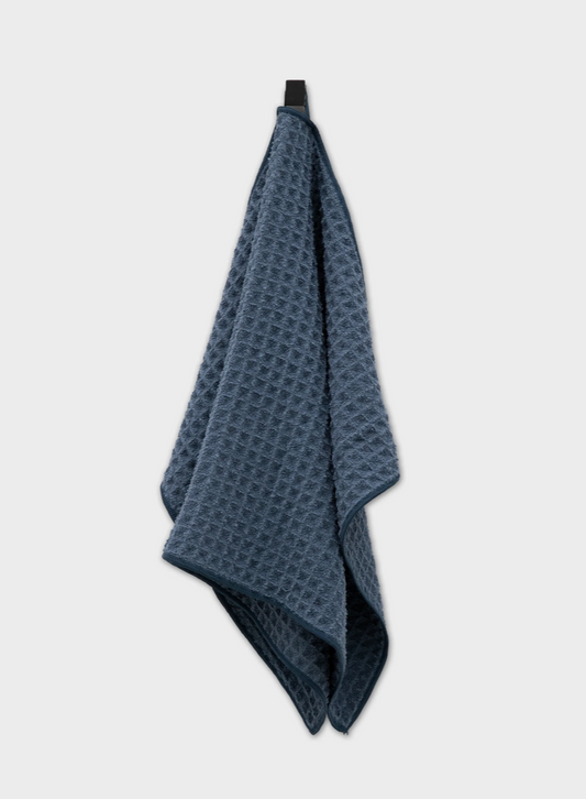 Midnight Blue Waffle Geometry Hand Towel
