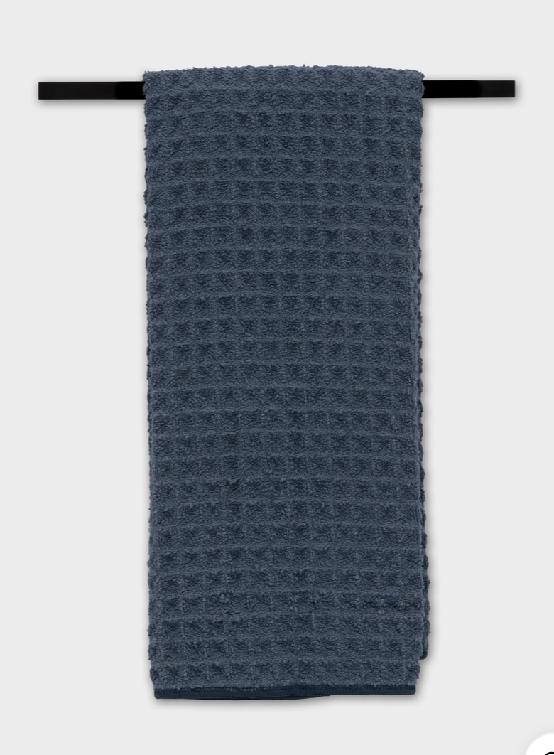 Midnight Blue Waffle Geometry Hand Towel