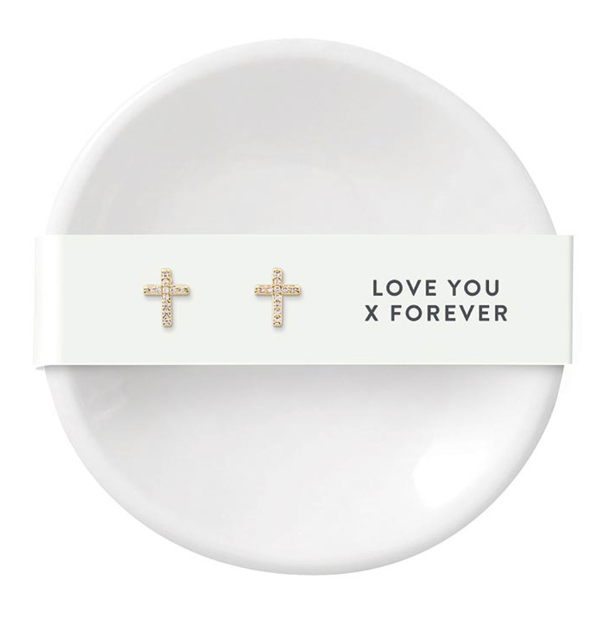 Love Forever Ceramic Ring Dish & Earrings