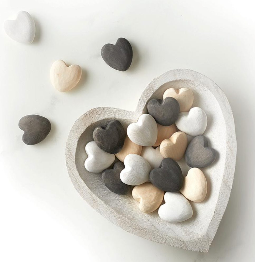 Small Paulownia Wood Heart - White