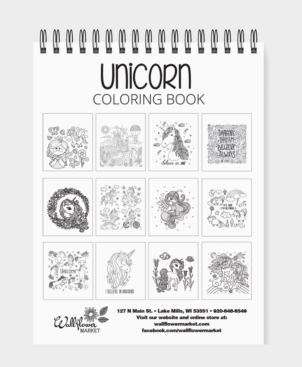 Unicorn Spiral Coloring Book