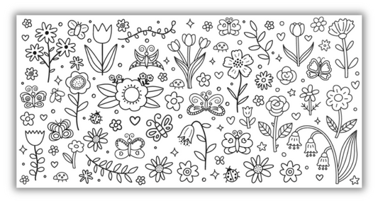 Jumbo Flowers & Butterflies Coloring Mural/Tablecloth