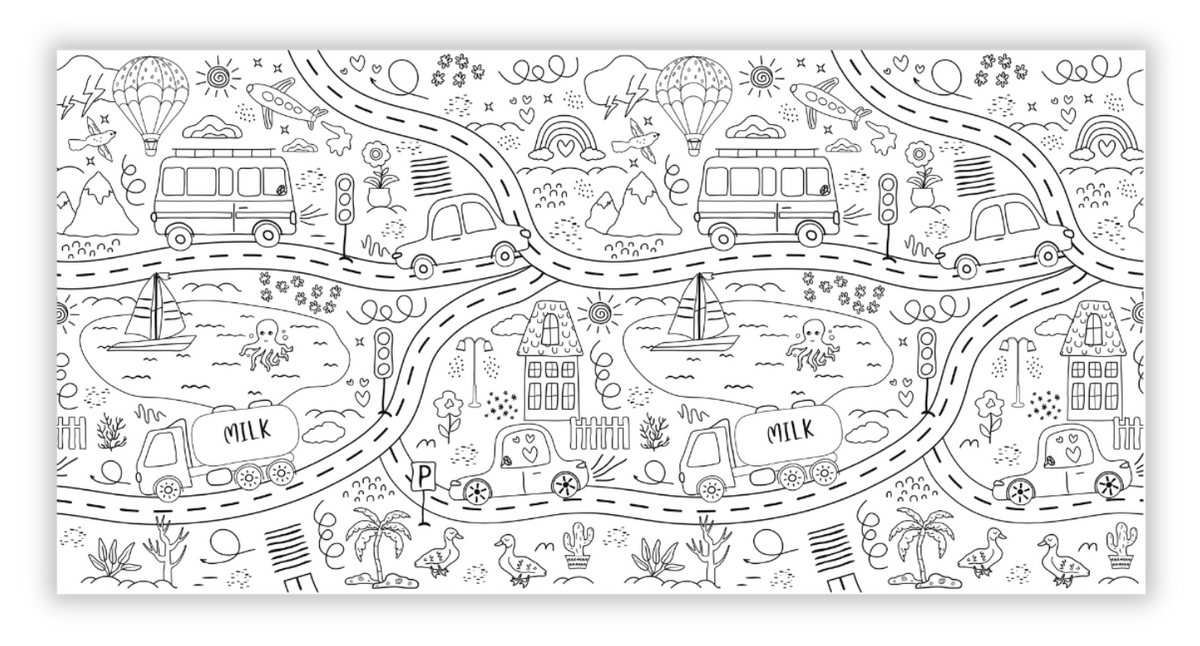Jumbo Road Map Coloring Mural/Tablecloth