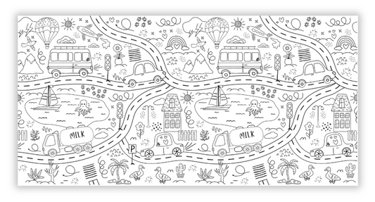 Jumbo Road Map Coloring Mural/Tablecloth