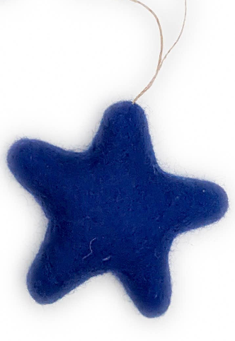BLUE Jumbo Bright Stars Holiday Eco Wool Ornament Set of 3
