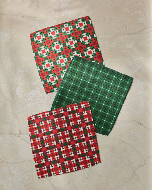Noel Plaid Dishcloth Set