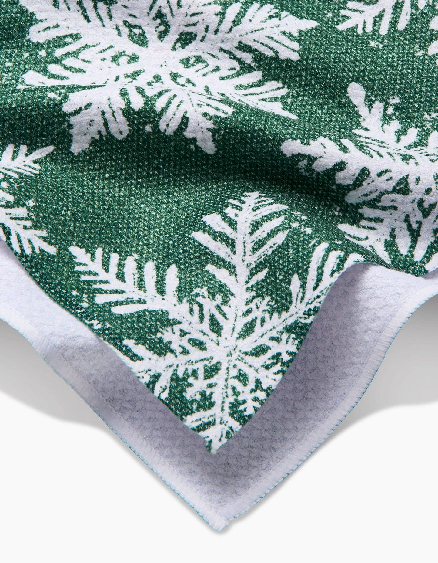 Snowy Days Green Geometry Tea Towel
