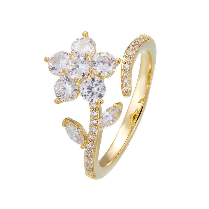 Dainty Flower Fidget Spinner Ring