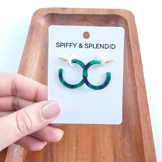 Dark Green Cam Mini Hoops