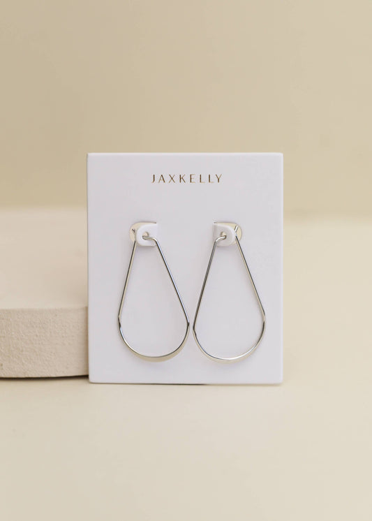 Silver Long Oval Hoop