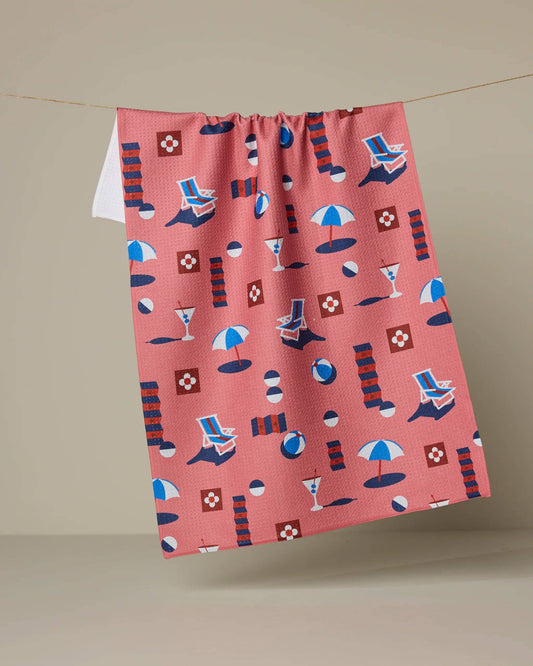 Geo Beach Day Geometry Tea Towel
