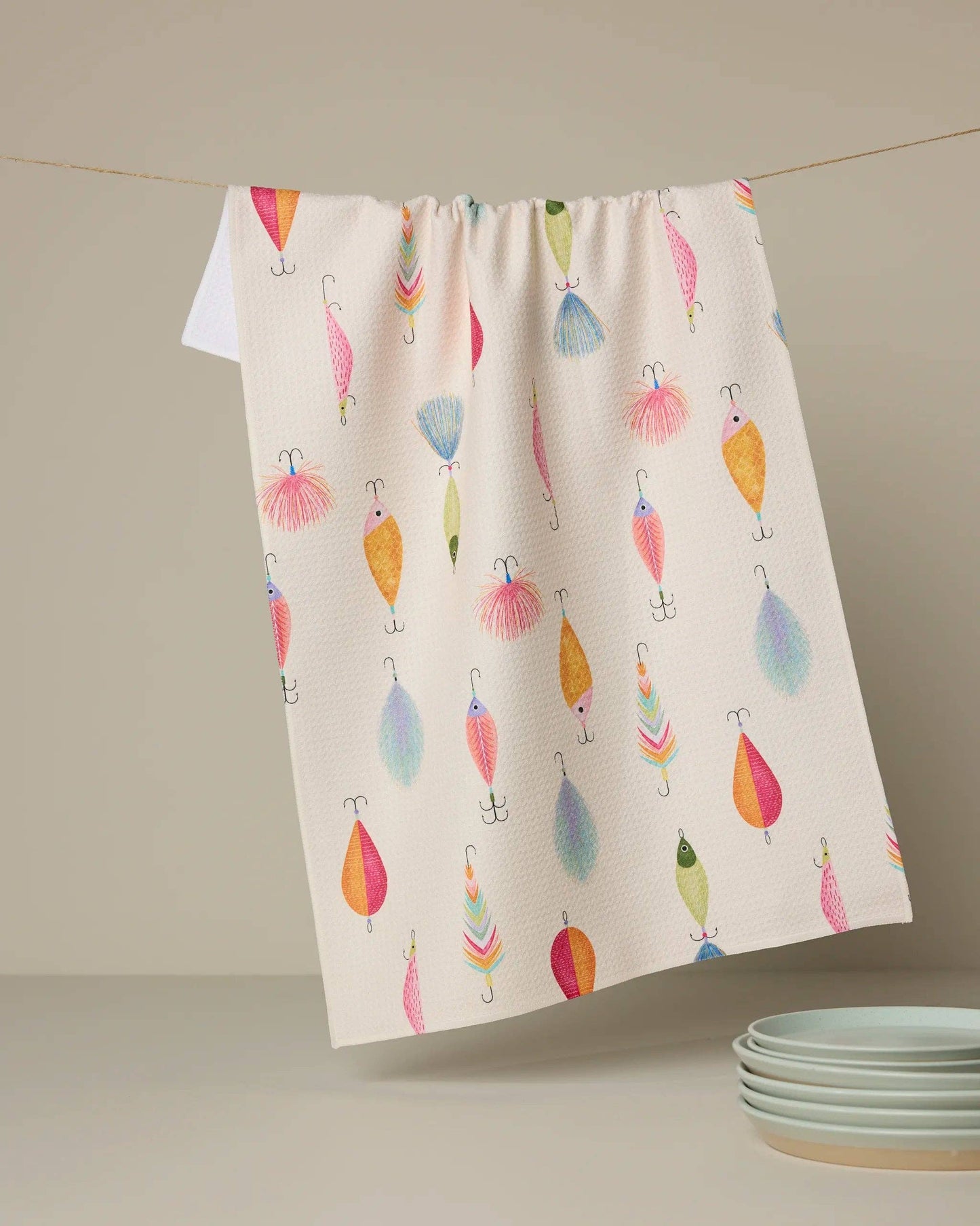 Fishing Lures Geometry Tea Towel