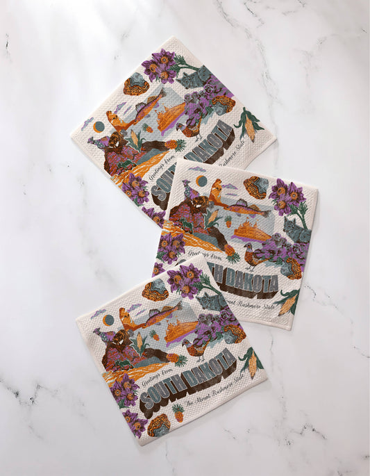 Greetings From South Dakota Geometry Dishcloth Set