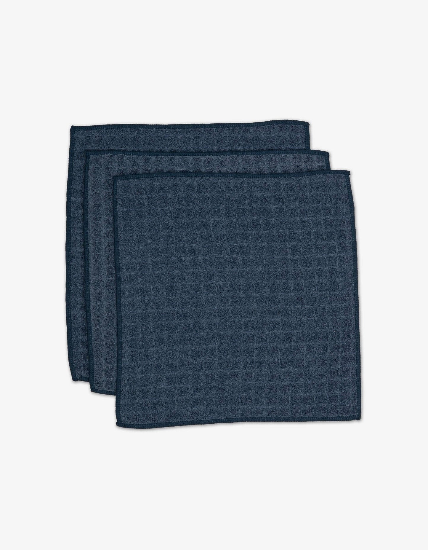 Midnight Blue Waffle Geometry Washcloth Set
