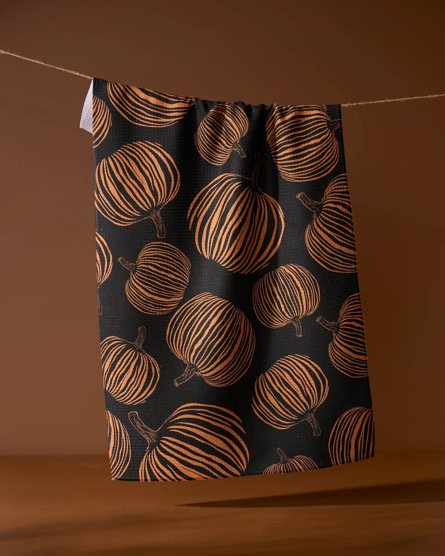 Pumpkin Noir Geometry Tea Towel