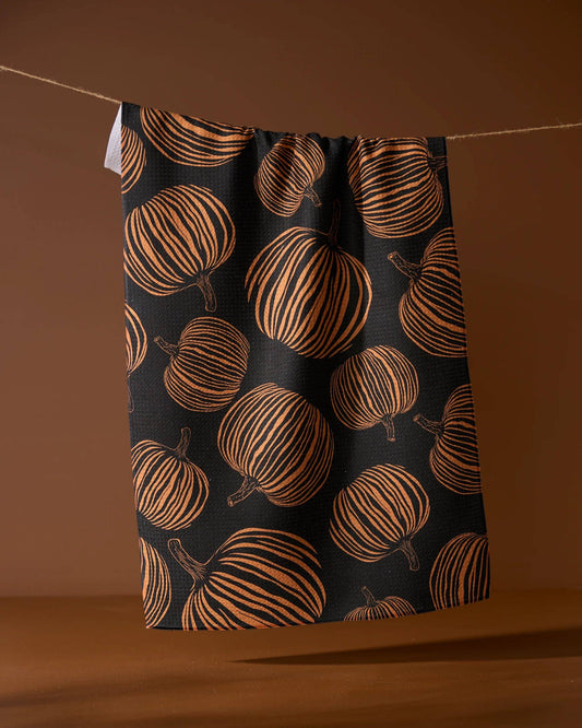 Pumpkin Noir Geometry Tea Towel