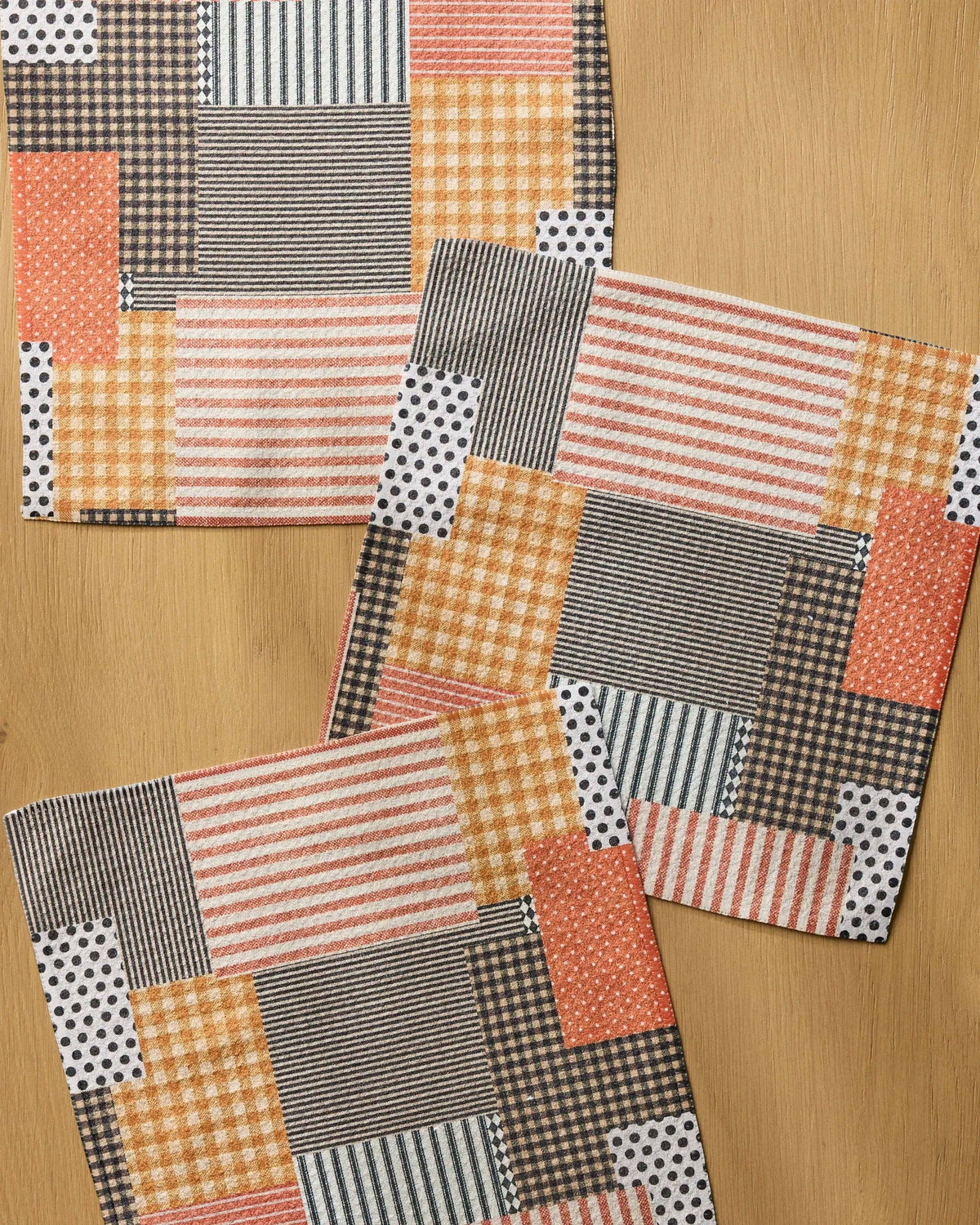 Patch and Pumpkin Geometry  Dishcloth Set