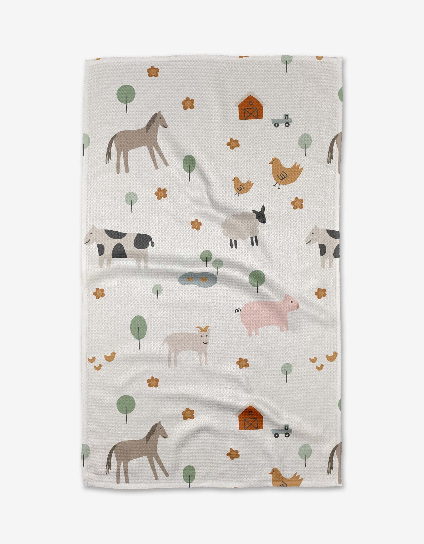 Light Farm Animals Geometry Tea Towel