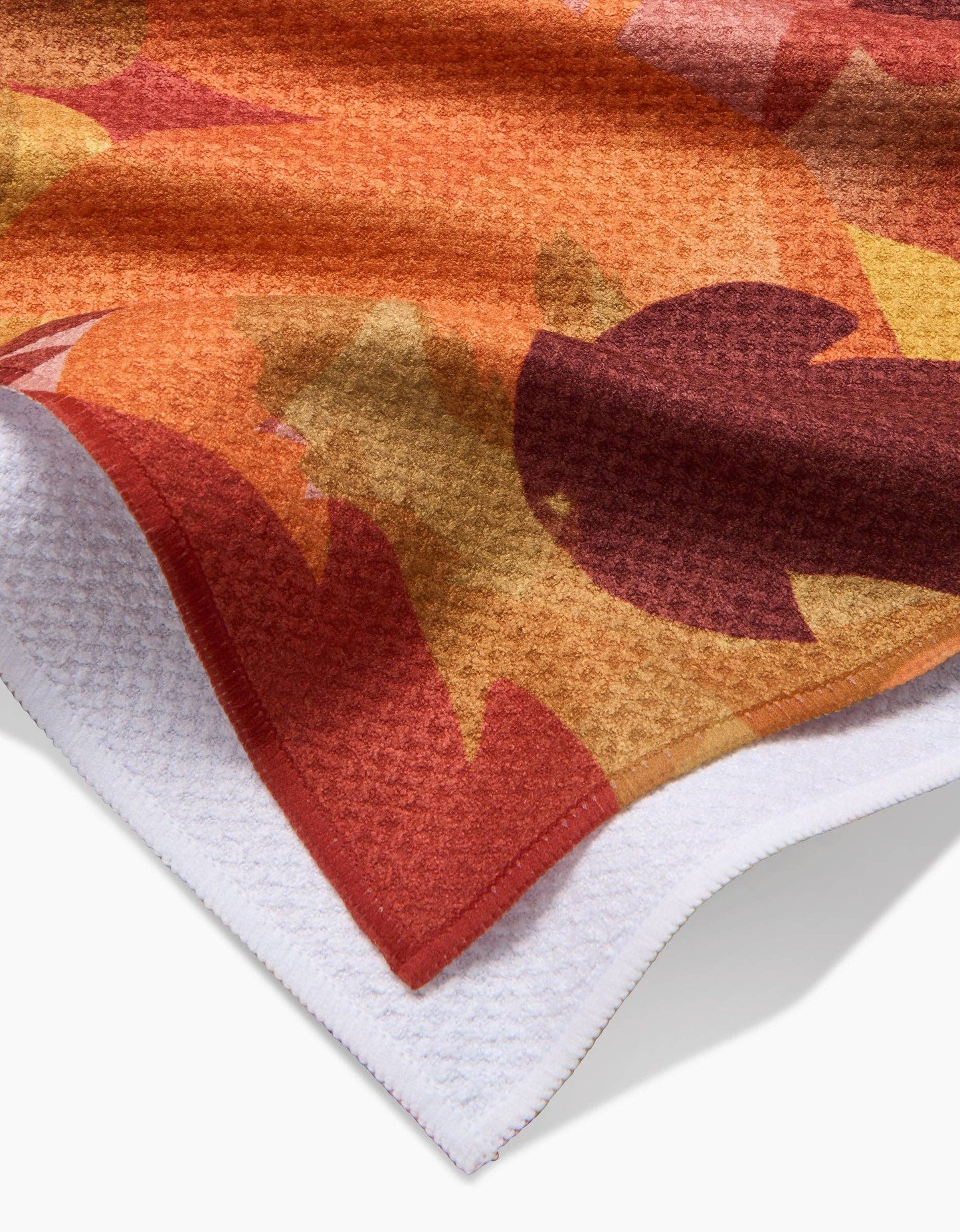 Watercolor Fallen Leaves Geometry Tea Towel