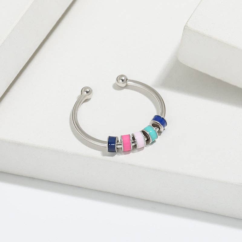 Rainbow Anxiety Spinner Ring in 925 Sterling Silver