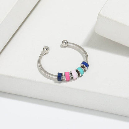 Rainbow Anxiety Spinner Ring in 925 Sterling Silver
