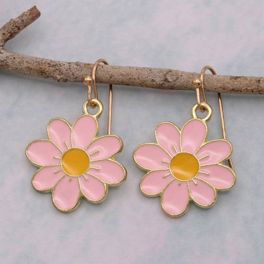 Pastel Pink Daisy Earrings