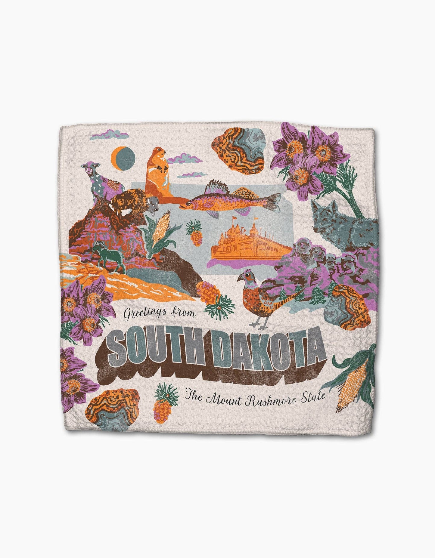 Greetings From South Dakota Geometry Dishcloth Set
