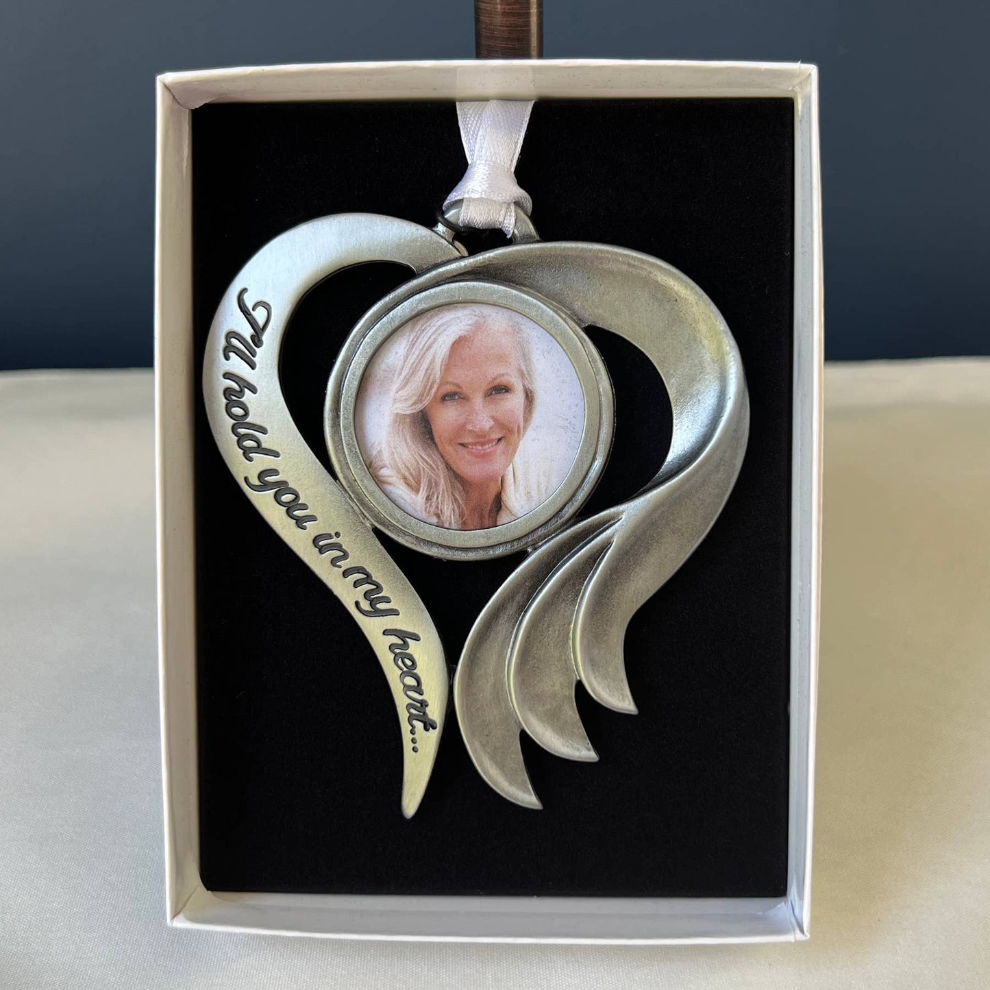 Sculpted Heart Photo Memorial Ornament