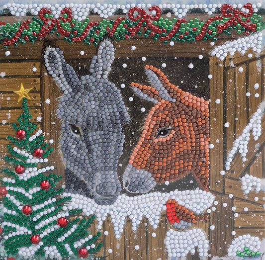 Winter Donkeys Crystal Art Card Kit