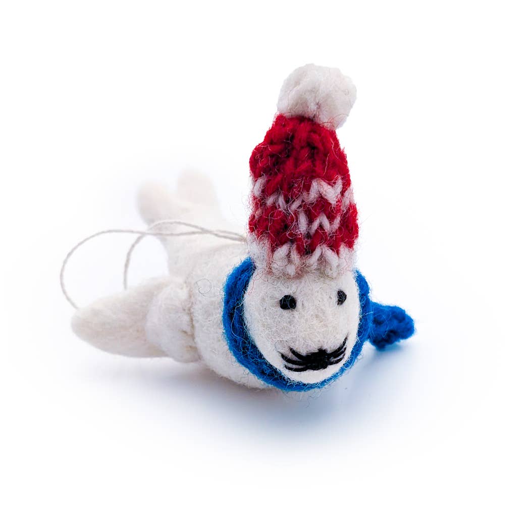Seal and Walrus Holiday Eco Wool Ornament