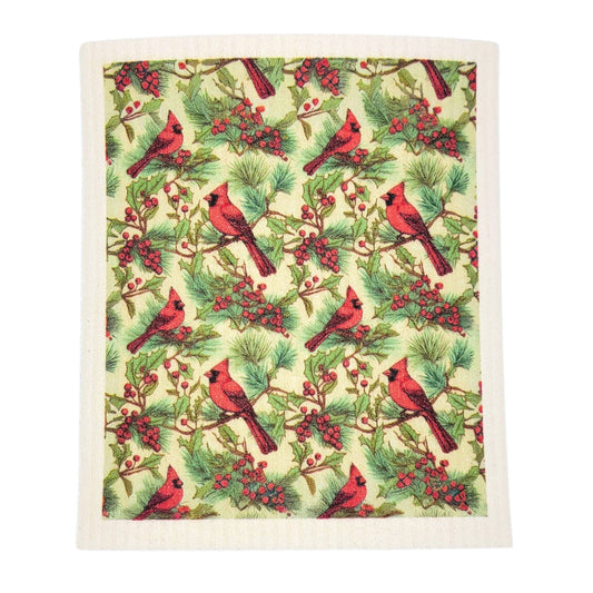 Winter Cardinals | Swedish Dishcloth