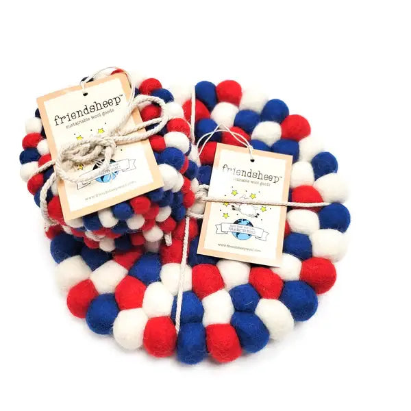 Red White and Blue Eco Coasters and Trivet