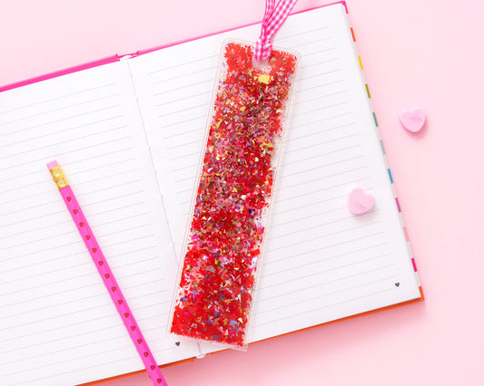 Red + Pink Confetti Bookmark