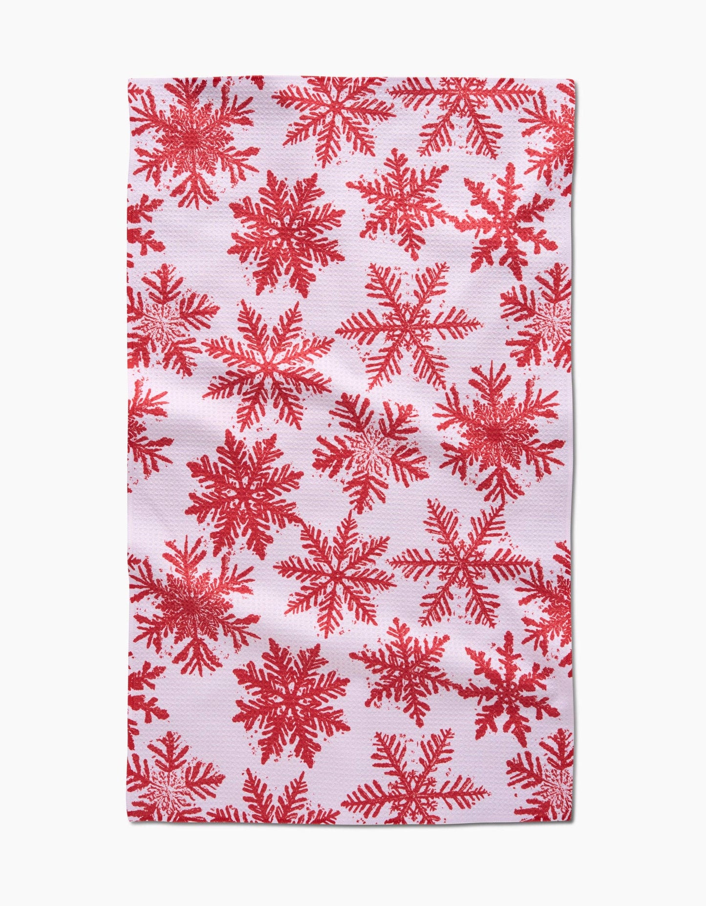 Snowy Days Red Geometry Tea Towel