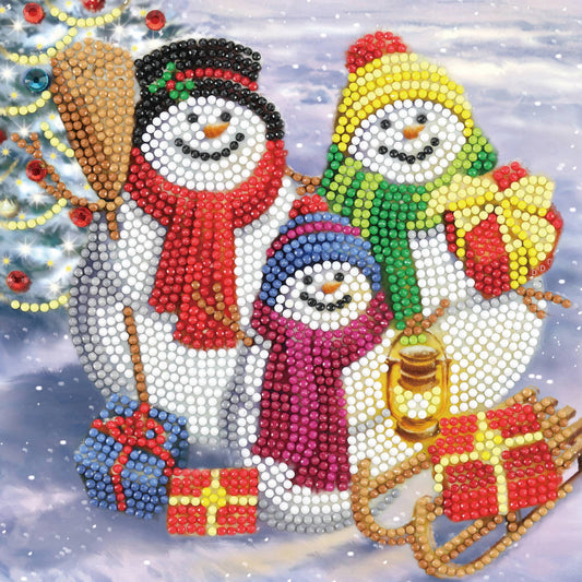 Snowman Family Fun Crystal Art Card Kit