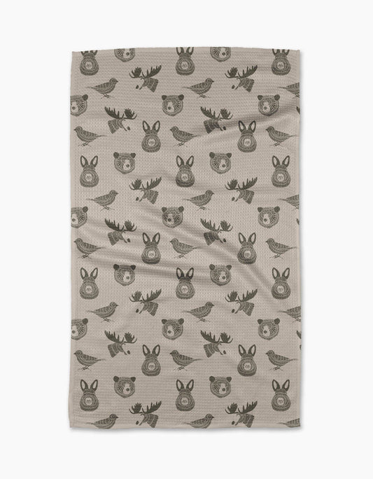 Forest Animals Geometry Tea Towel