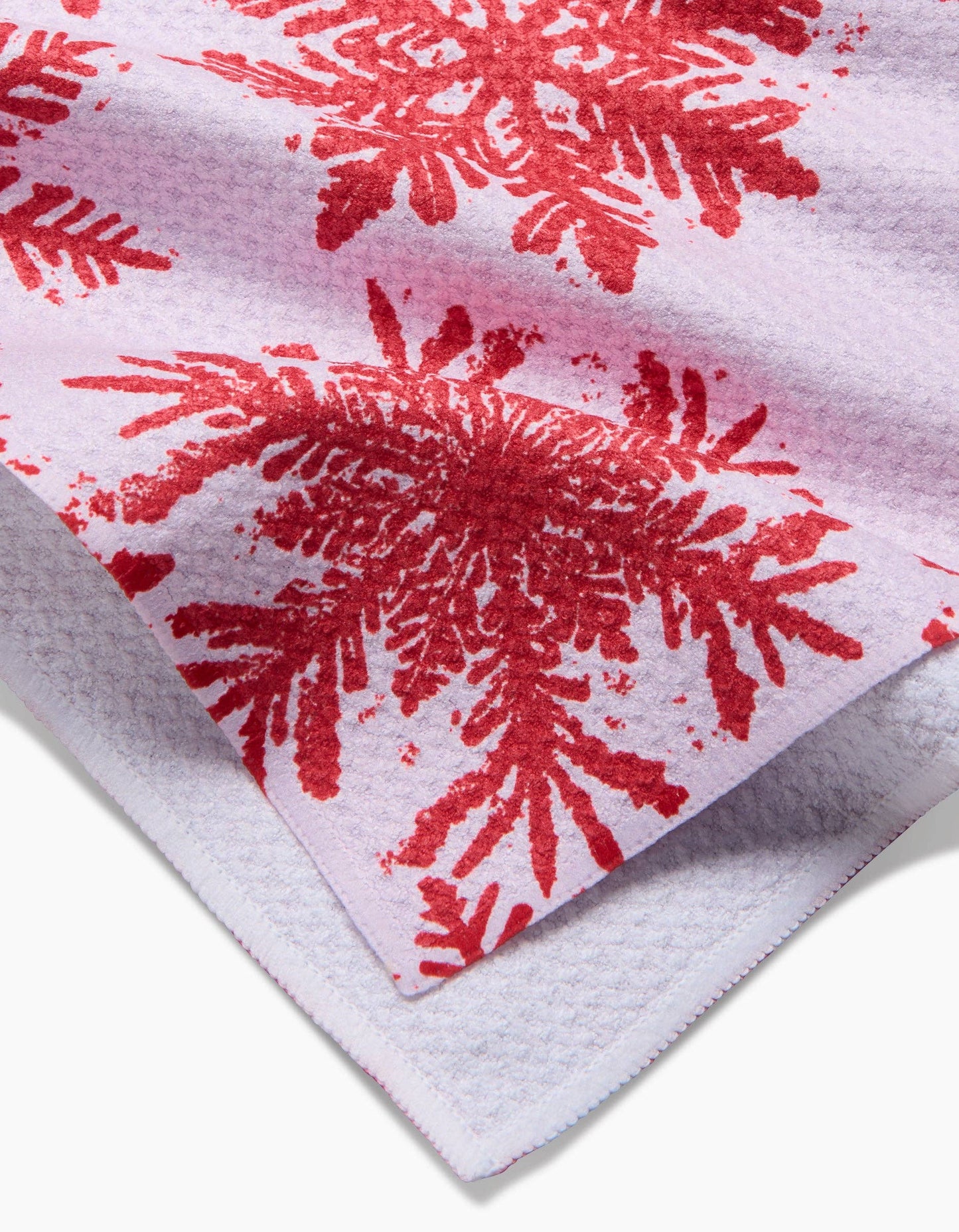 Snowy Days Red Geometry Tea Towel