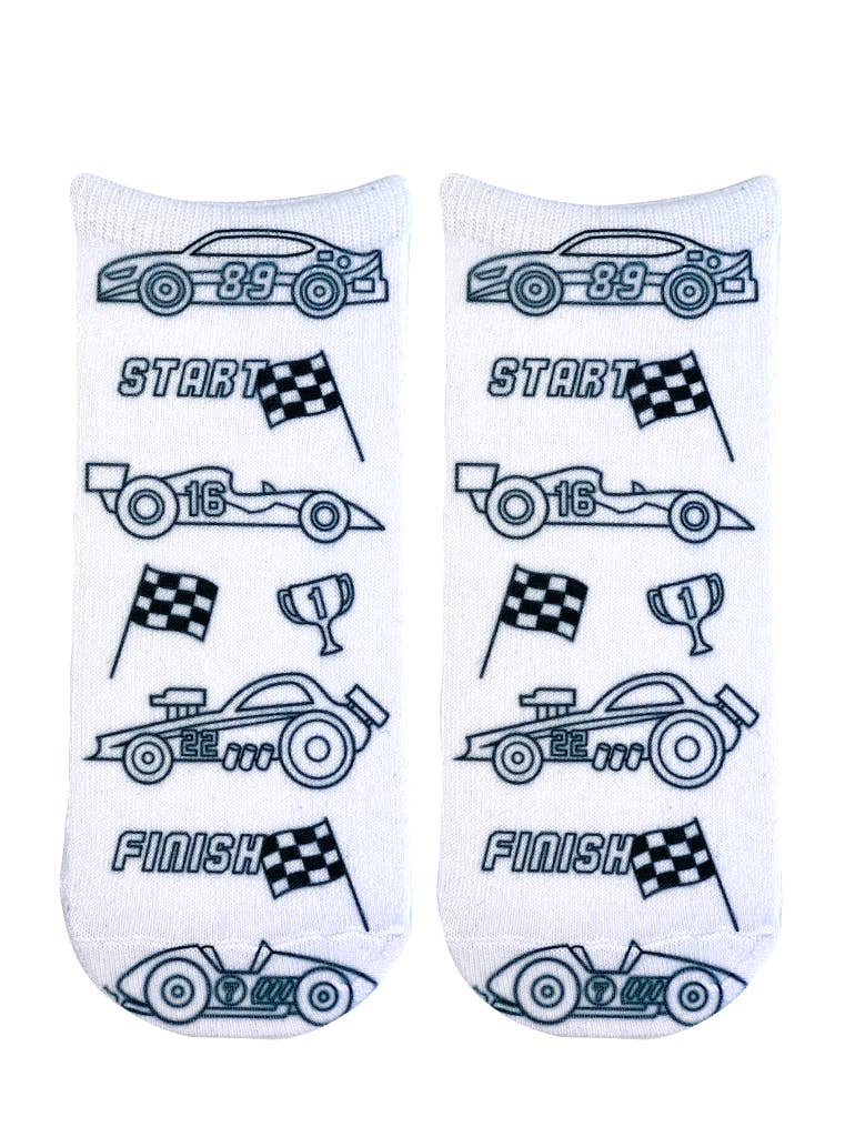 Race Cars Coloring Kit Socks