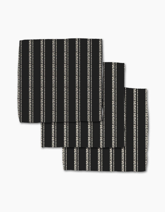 Zebra Pin Stripe Black Geometry Dishcloth Set