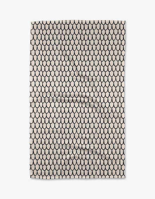 Fish Scale Scribble Geometry Tea Towel