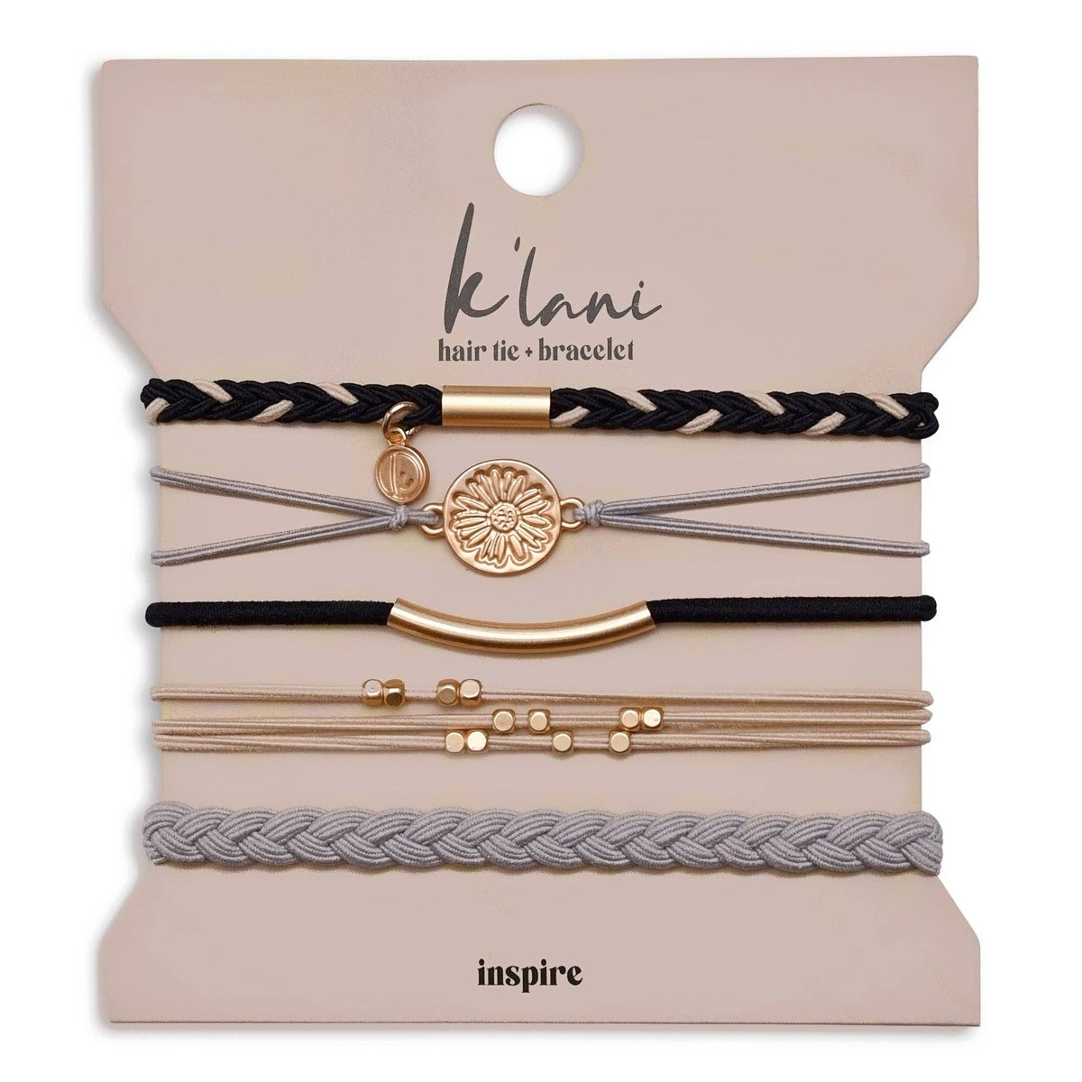 "Inspire" Grey & Black  Hair Tie Bracelets