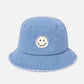 Chenille Patch Smiley Face Bucket Hat