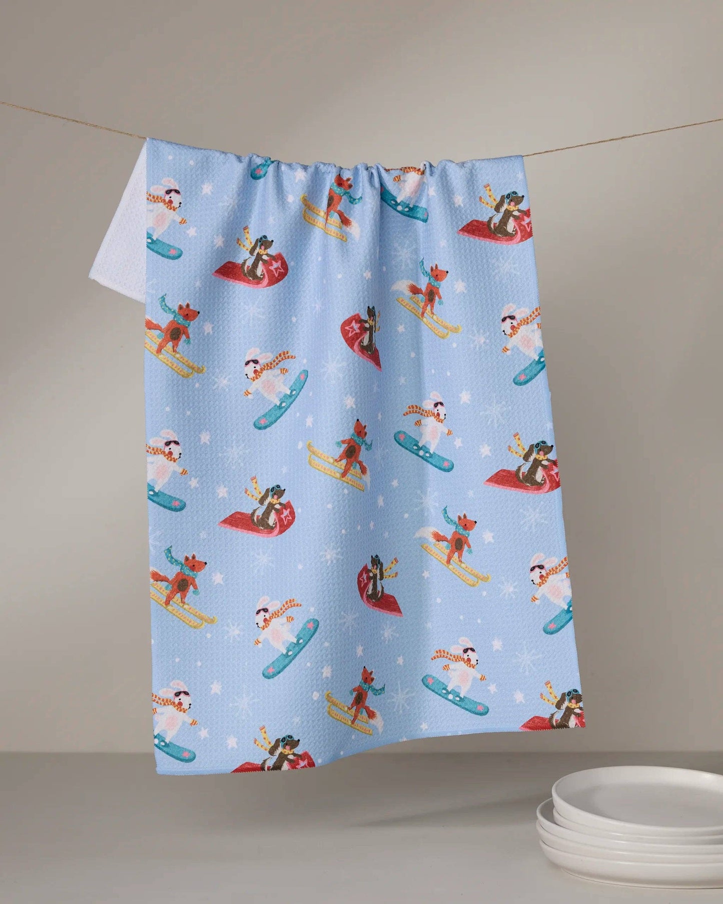 Winter Friends Geometry Tea Towel