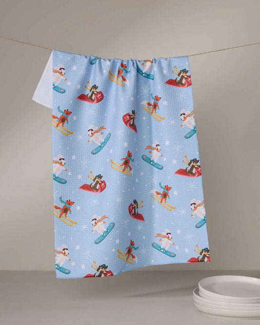 Winter Friends Geometry Tea Towel