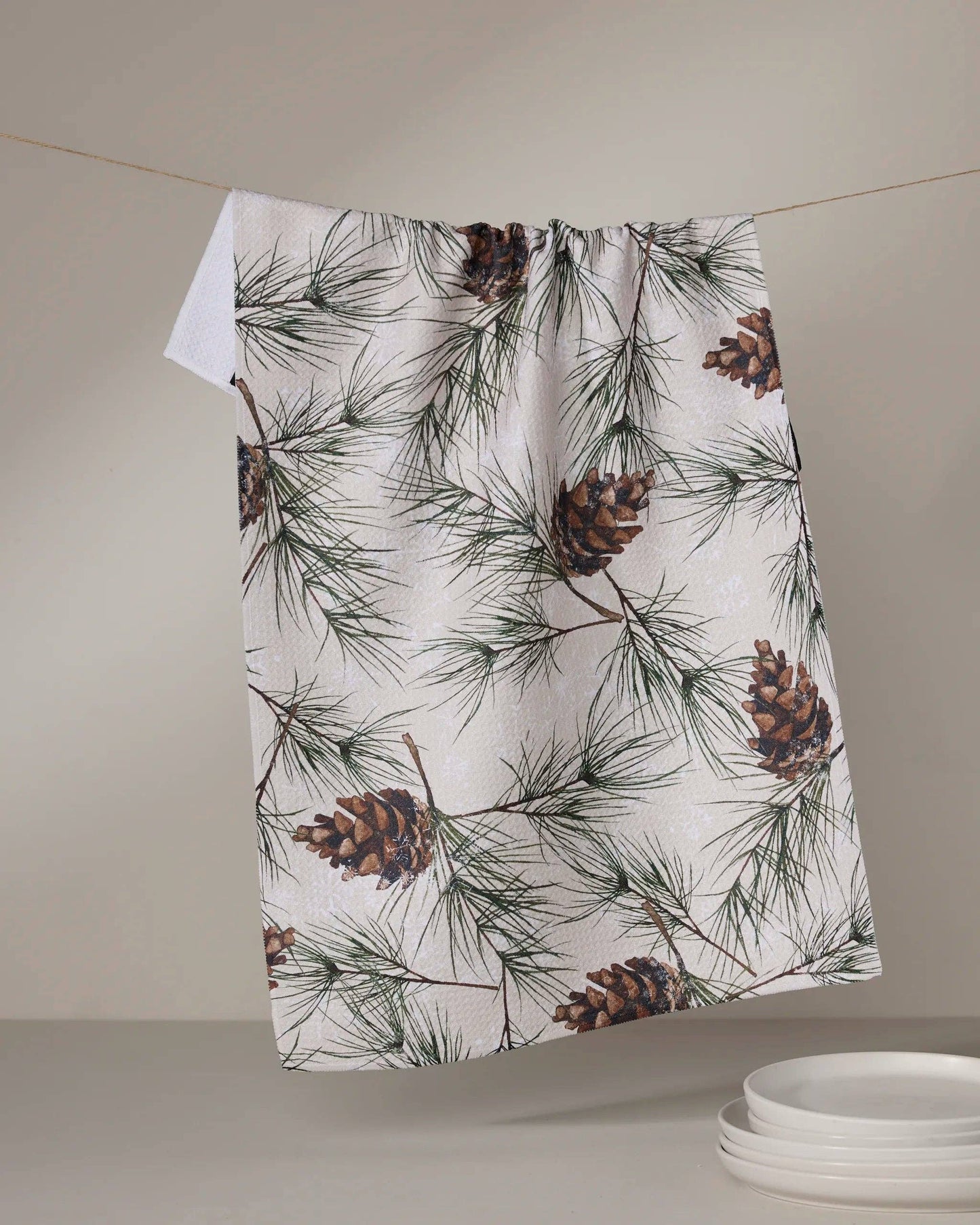 Evergreen Frost Geometry Tea Towel